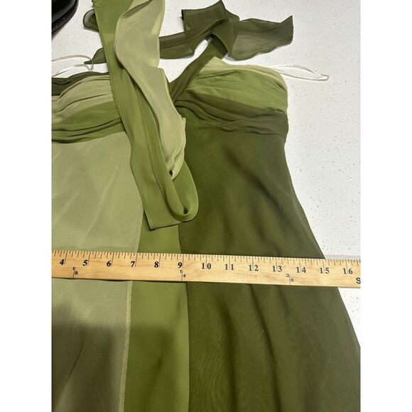 Sangria Halter Party Dress Sheer Overlay Roused Bust Y2K Fairy Whimsigoth Green - Picture 10 of 16